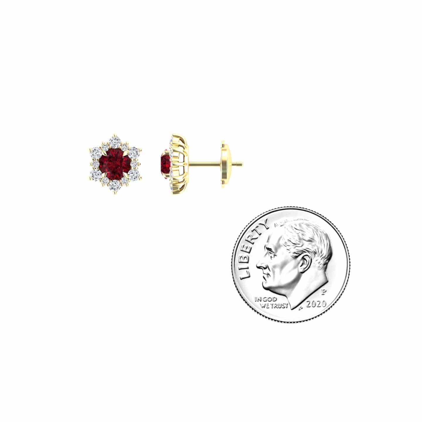 Ruby & Diamond Starburst Stud Earrings - Deepika