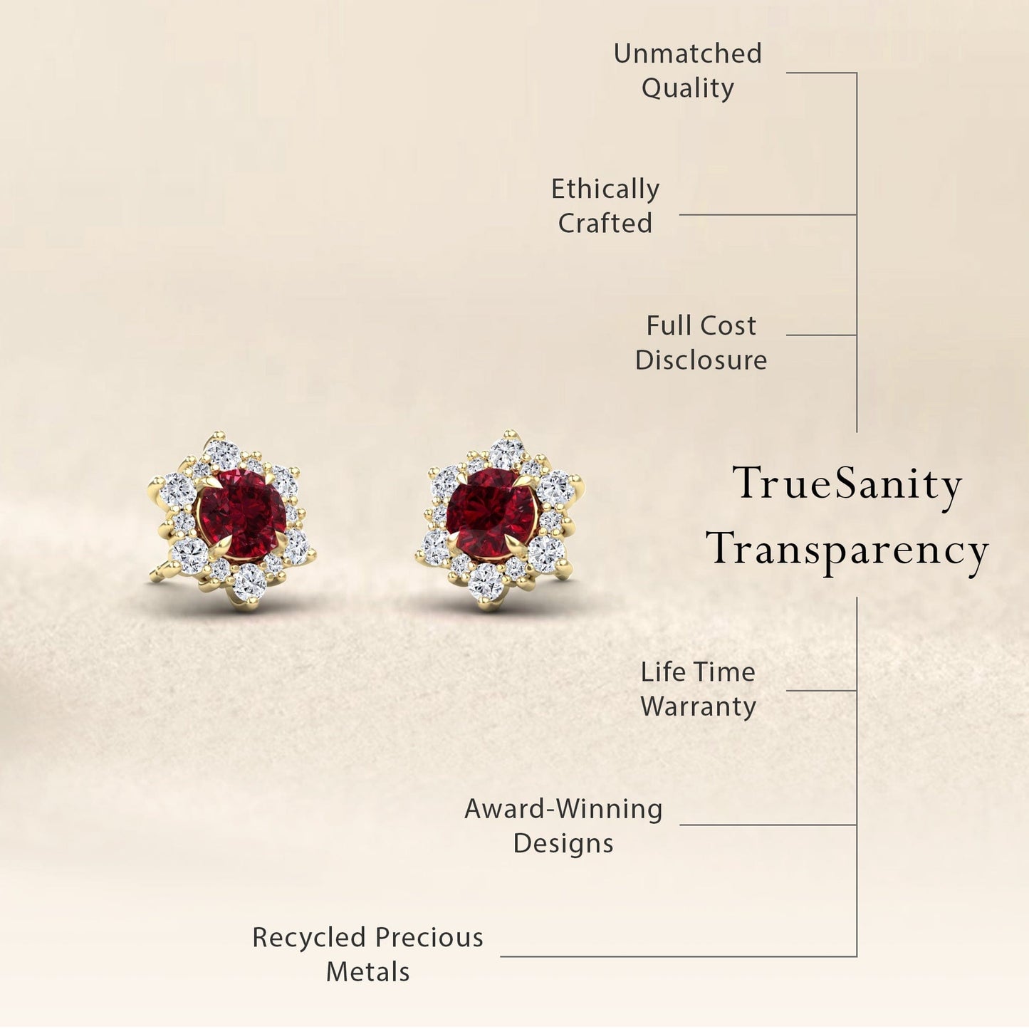 Ruby & Diamond Starburst Stud Earrings - Deepika