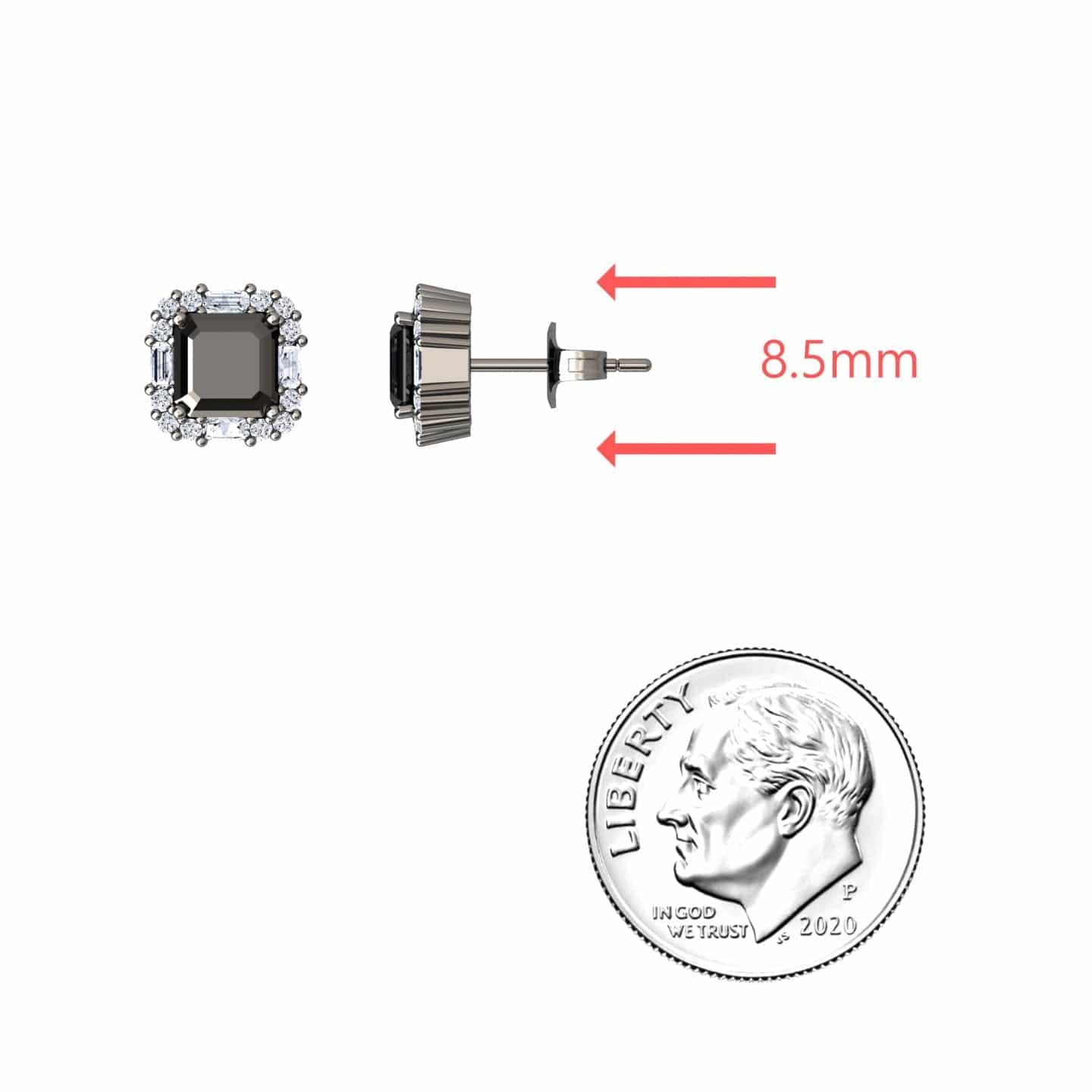 Black & White Diamond Halo Stud Earrings - Elisa