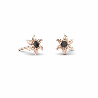 Black Diamond Floral Stud Earrings