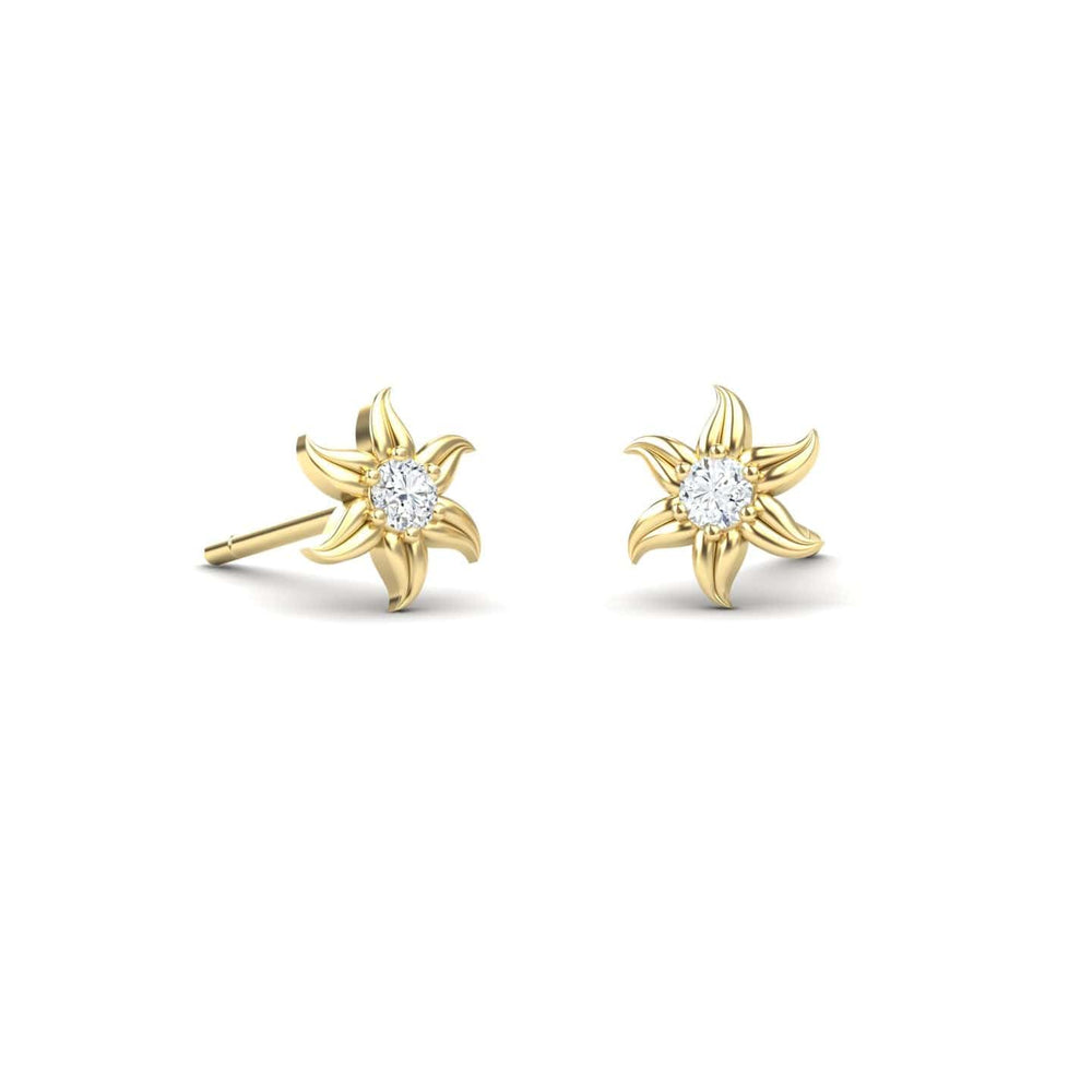 Diamond Floral Stud Earrings - Gia