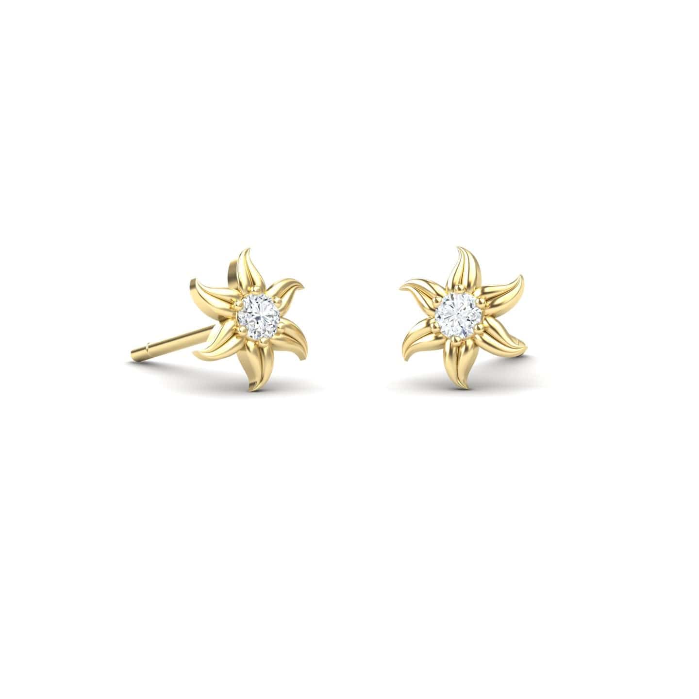 Diamond Floral Stud Earrings - Gia