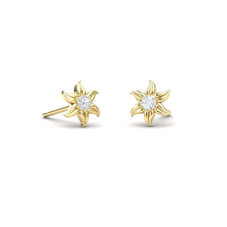Diamond Floral Stud Earrings - Gia