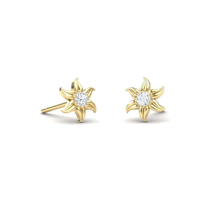 Diamond Floral Stud Earrings - Gia