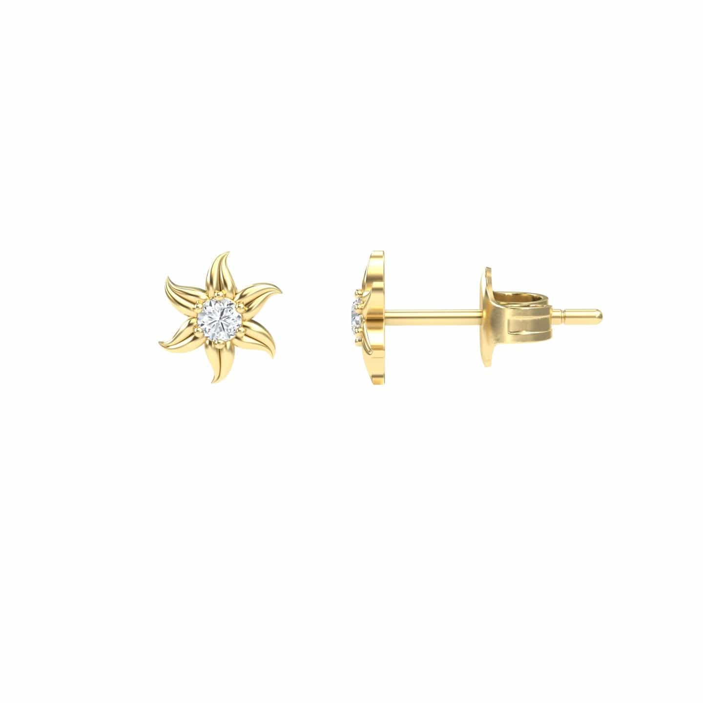 Diamond Floral Stud Earrings - Gia