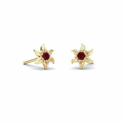 Ruby Floral Stud Earrings