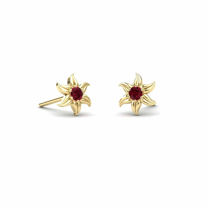 Ruby Floral Stud Earrings - Gia