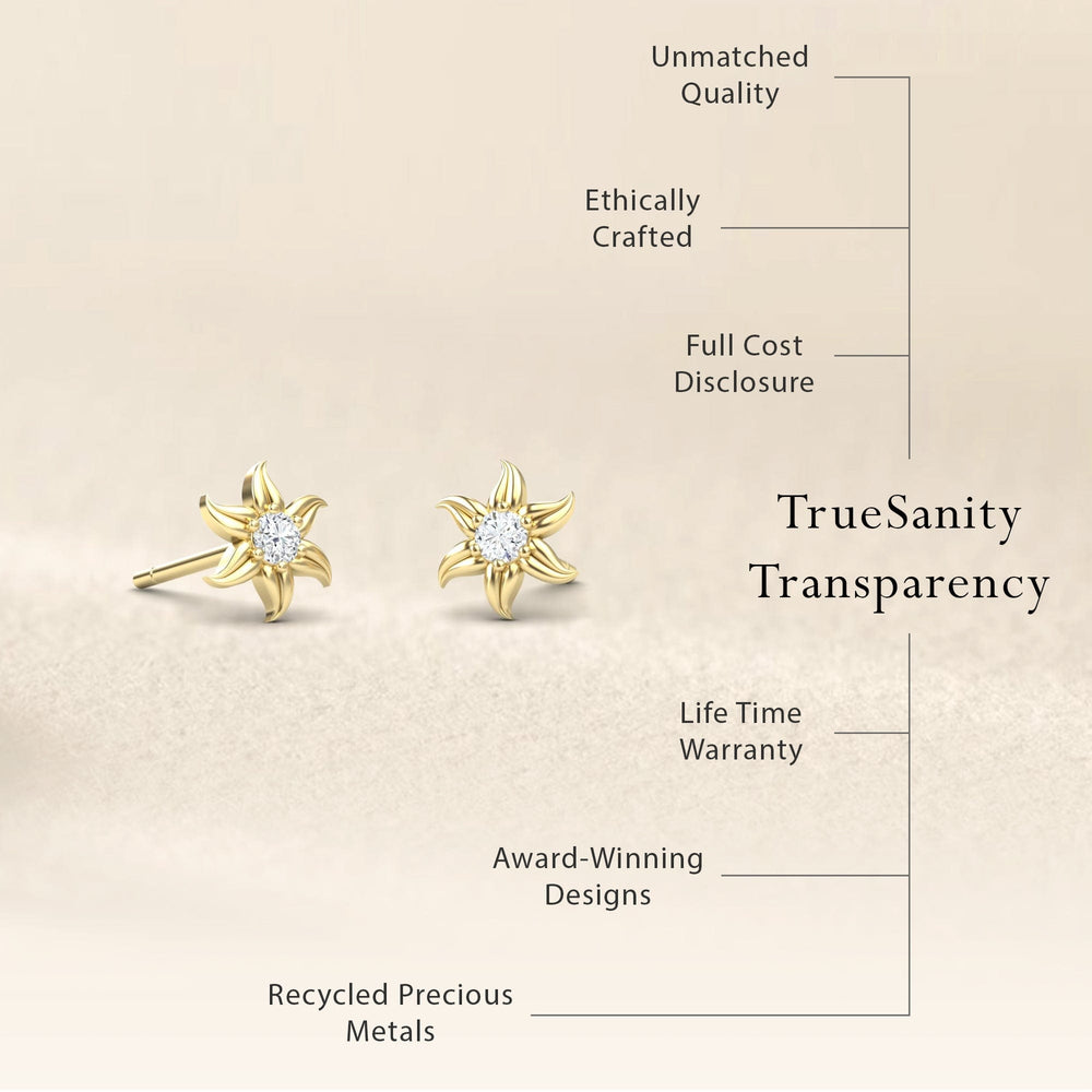 Diamond Floral Stud Earrings - Gia