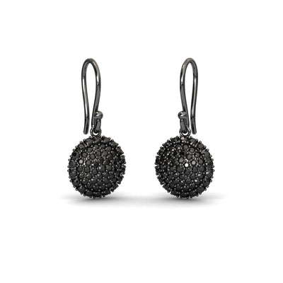 Black Diamond Sphere Drop Earrings