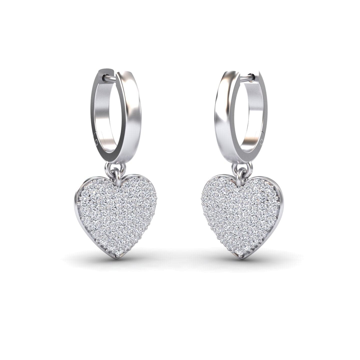 White Diamond Heart Hoop Earrings - Jinxi