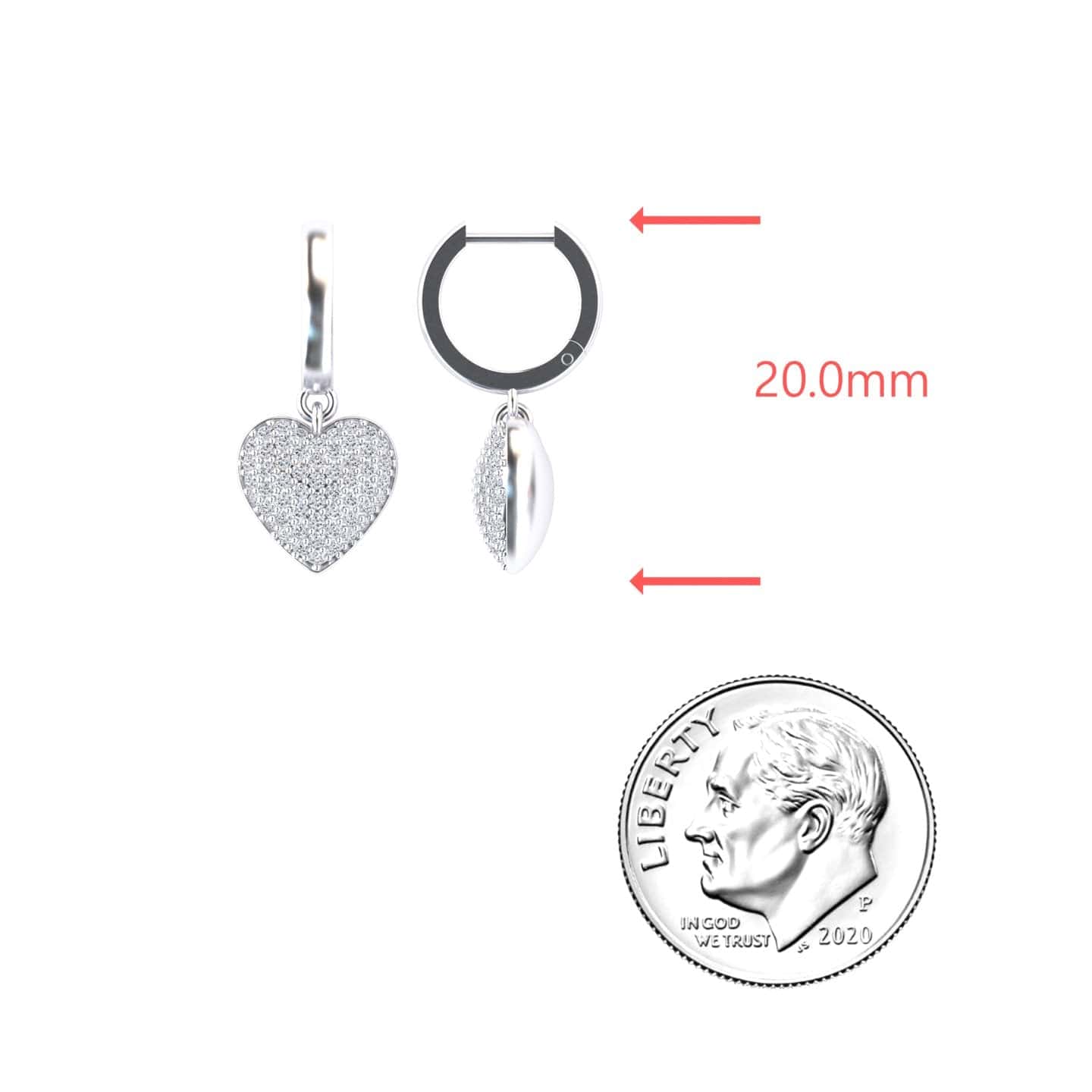 White Diamond Heart Hoop Earrings - Jinxi