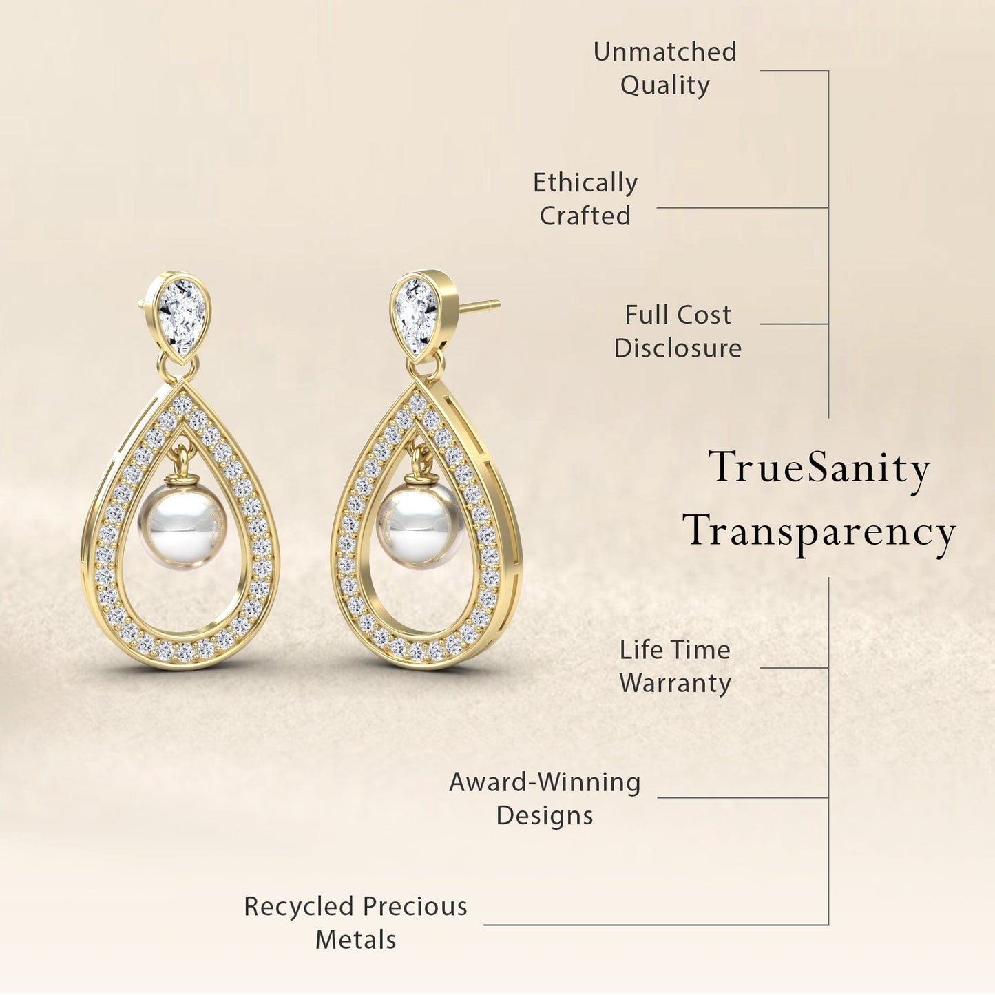 White Akoya Pearl & Diamond Halo Drop Earrings - Kiran