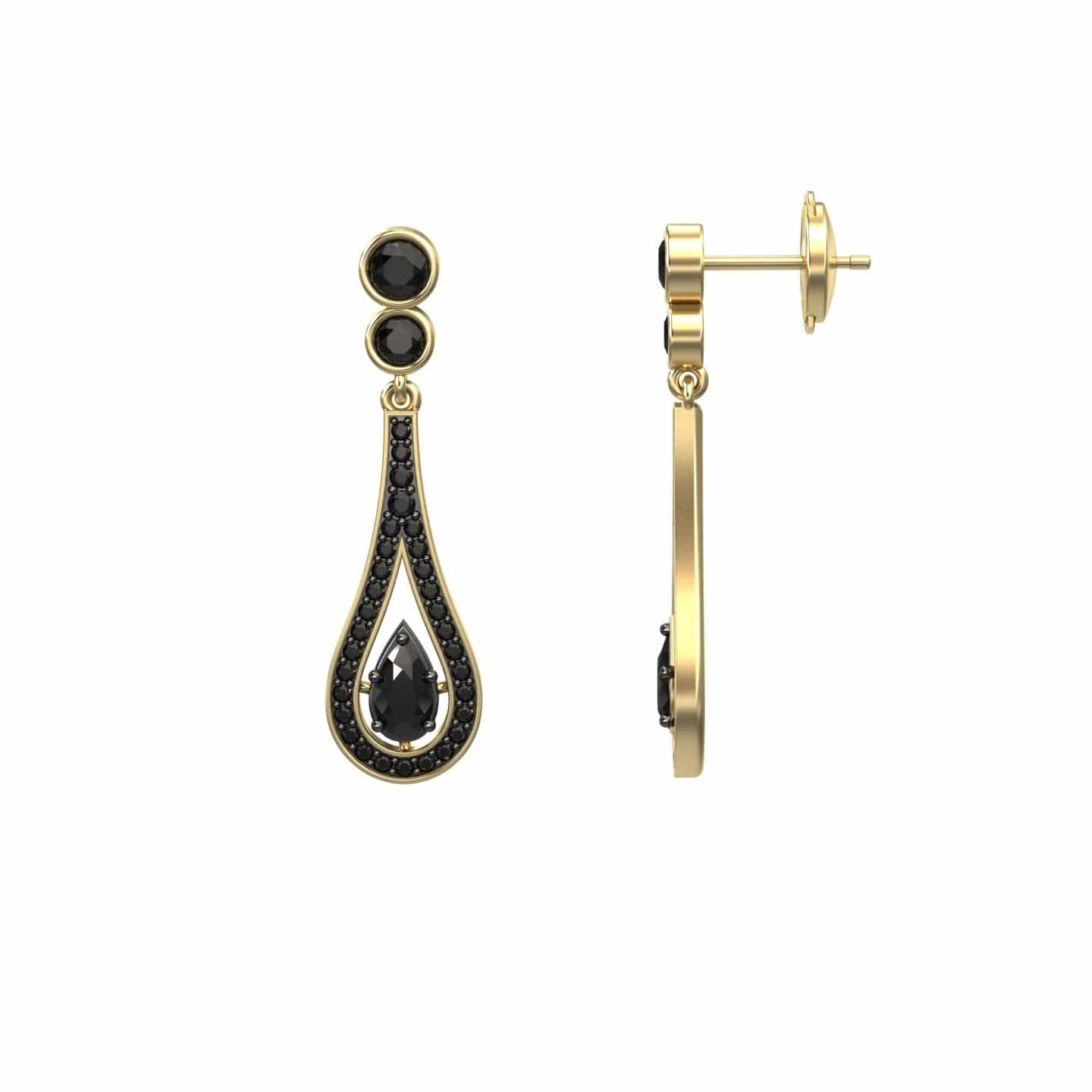 Black Diamond Teardrop Statement Earrings - Sandra