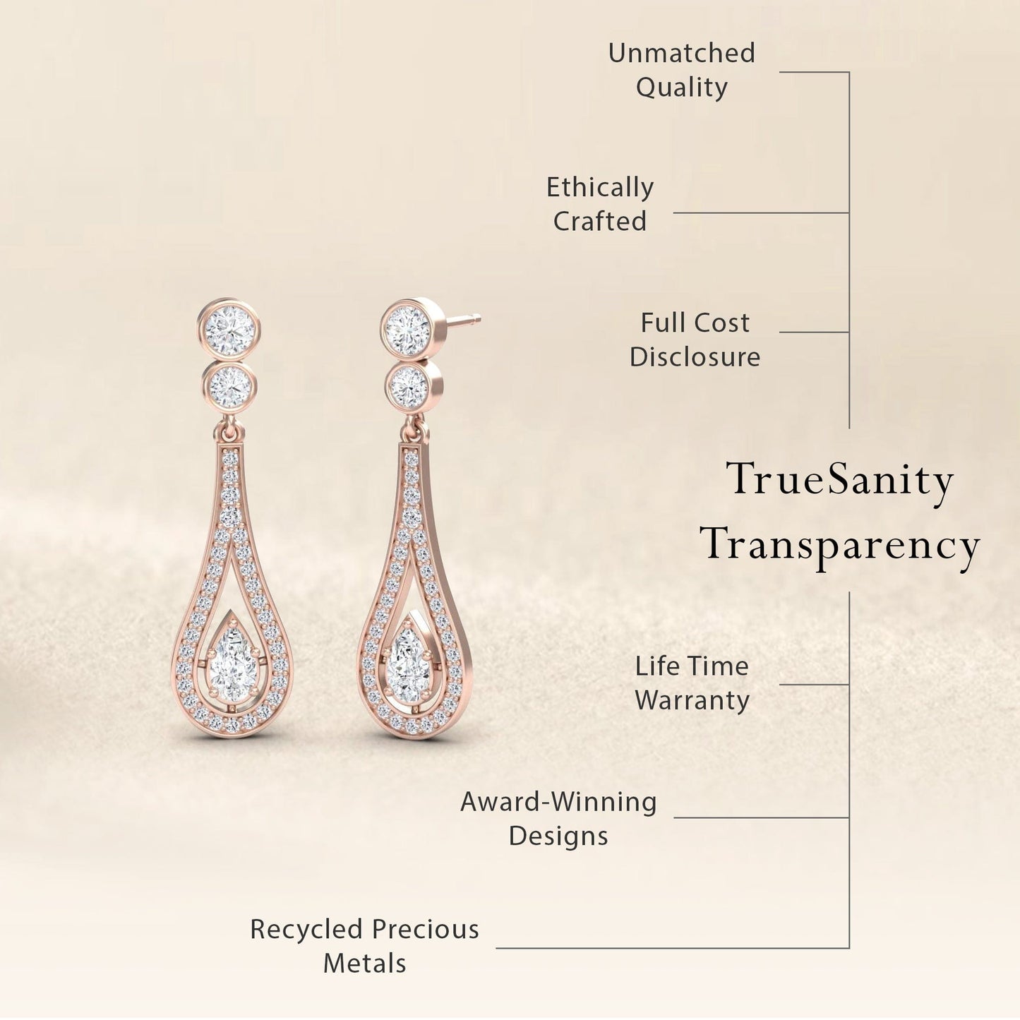 White Diamond Teardrop Statement Earrings - Sandra