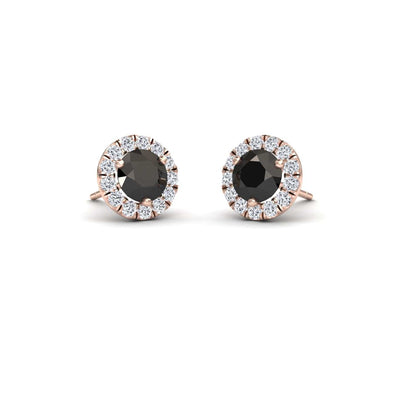 Black & White Diamond Halo Stud Earrings