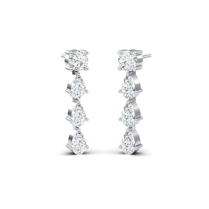 White Diamond Elegant Graduated Drop Earrings - Lyra