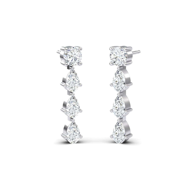 White Diamond Elegant Graduated Drop Earrings - Lyra