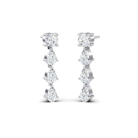 White Diamond Elegant Graduated Drop Earrings - Lyra