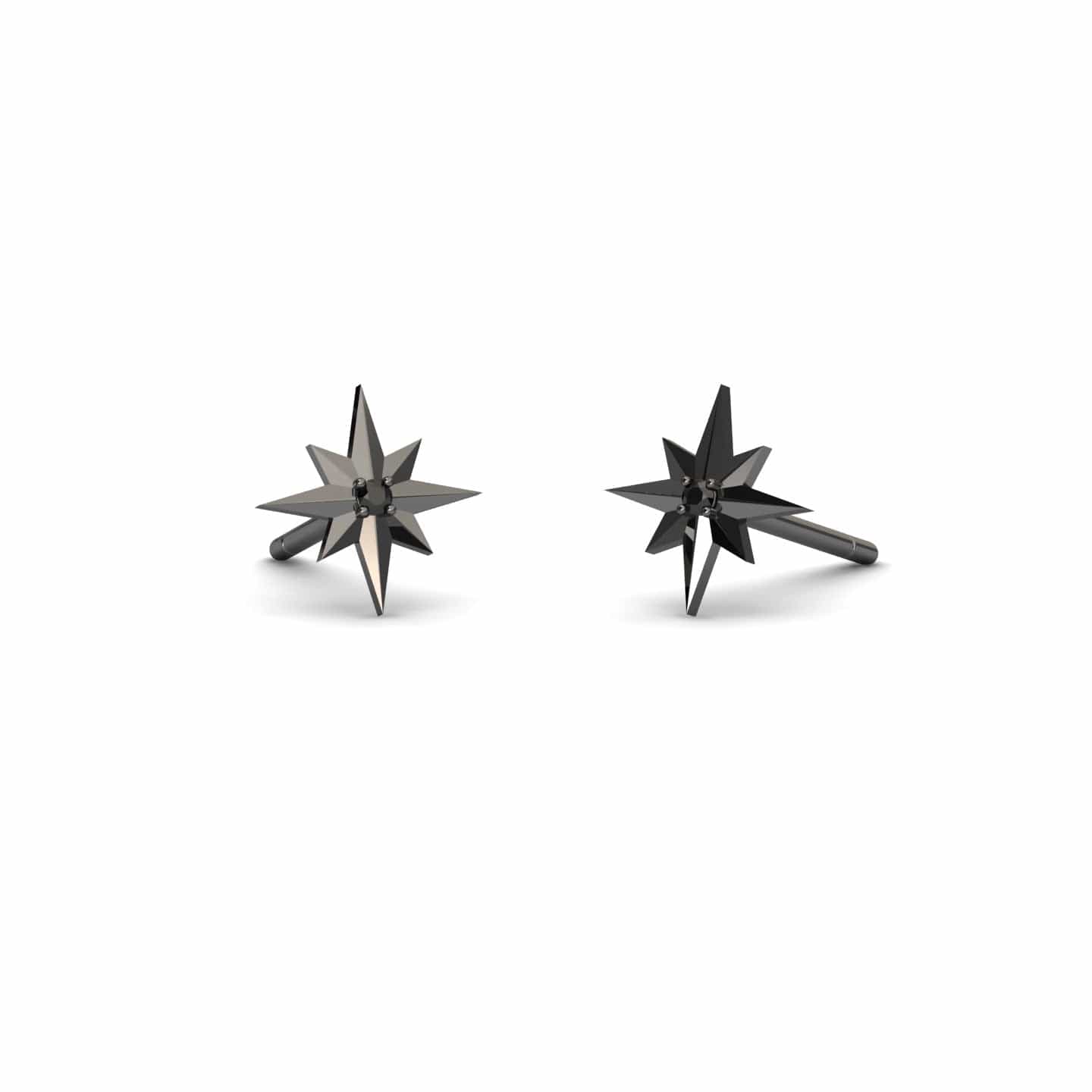 Black Diamond North Star Stud Earrings - Monica
