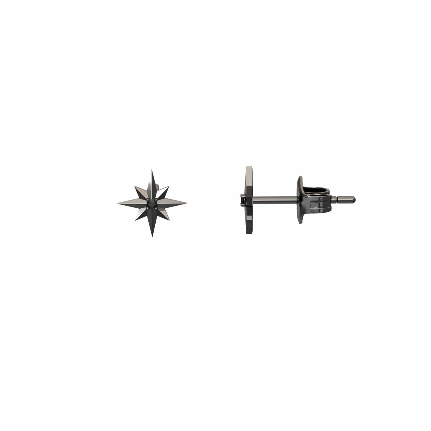 Black Diamond North Star Stud Earrings - Monica