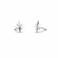 White Diamond North Star Stud Earrings - Monica