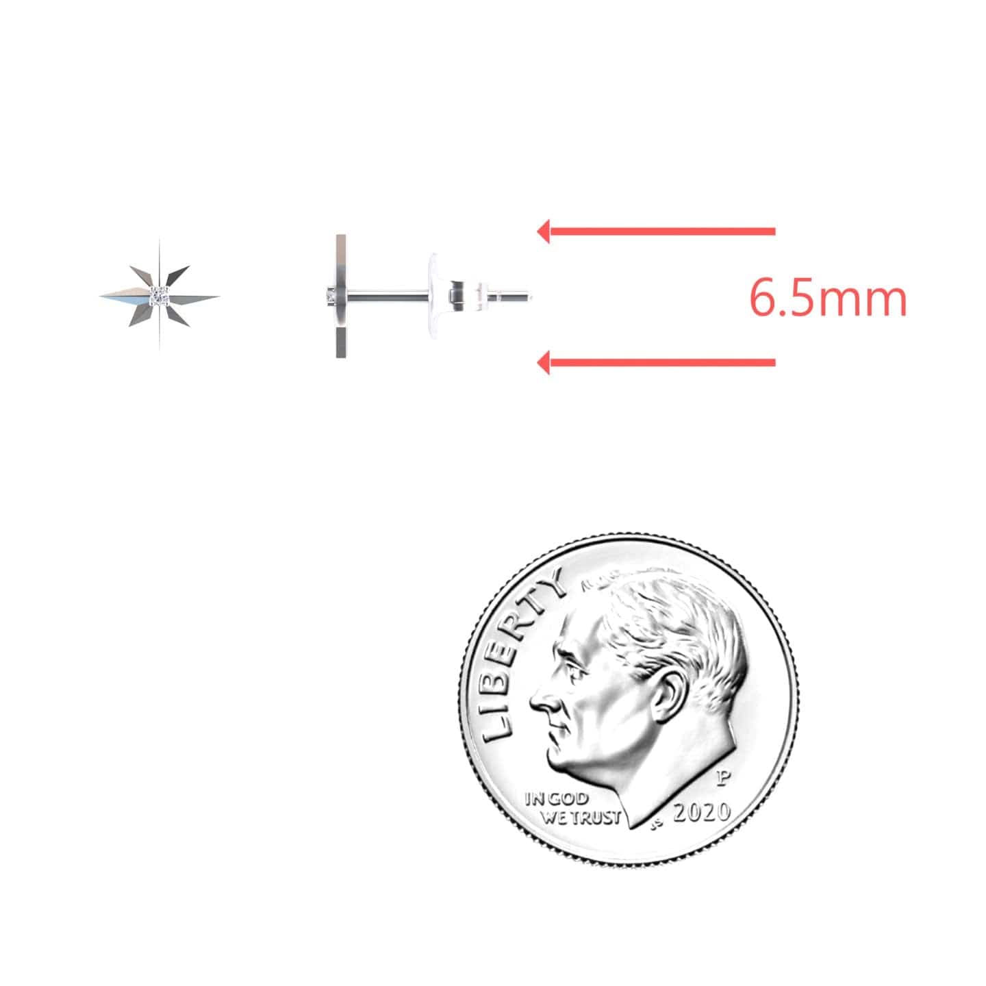 White Diamond North Star Stud Earrings - Monica