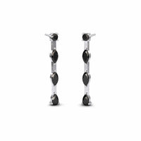 Black Diamond Linear Drop Earrings - Rajni