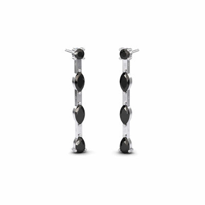 Black Diamond Linear Drop Earrings