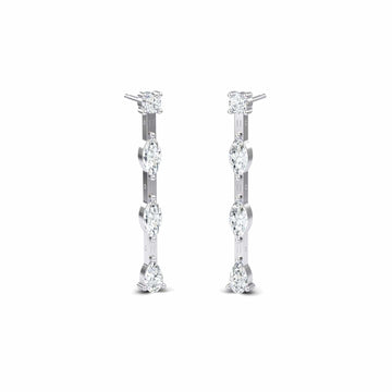 White Diamond Linear Drop Earrings - Rajni