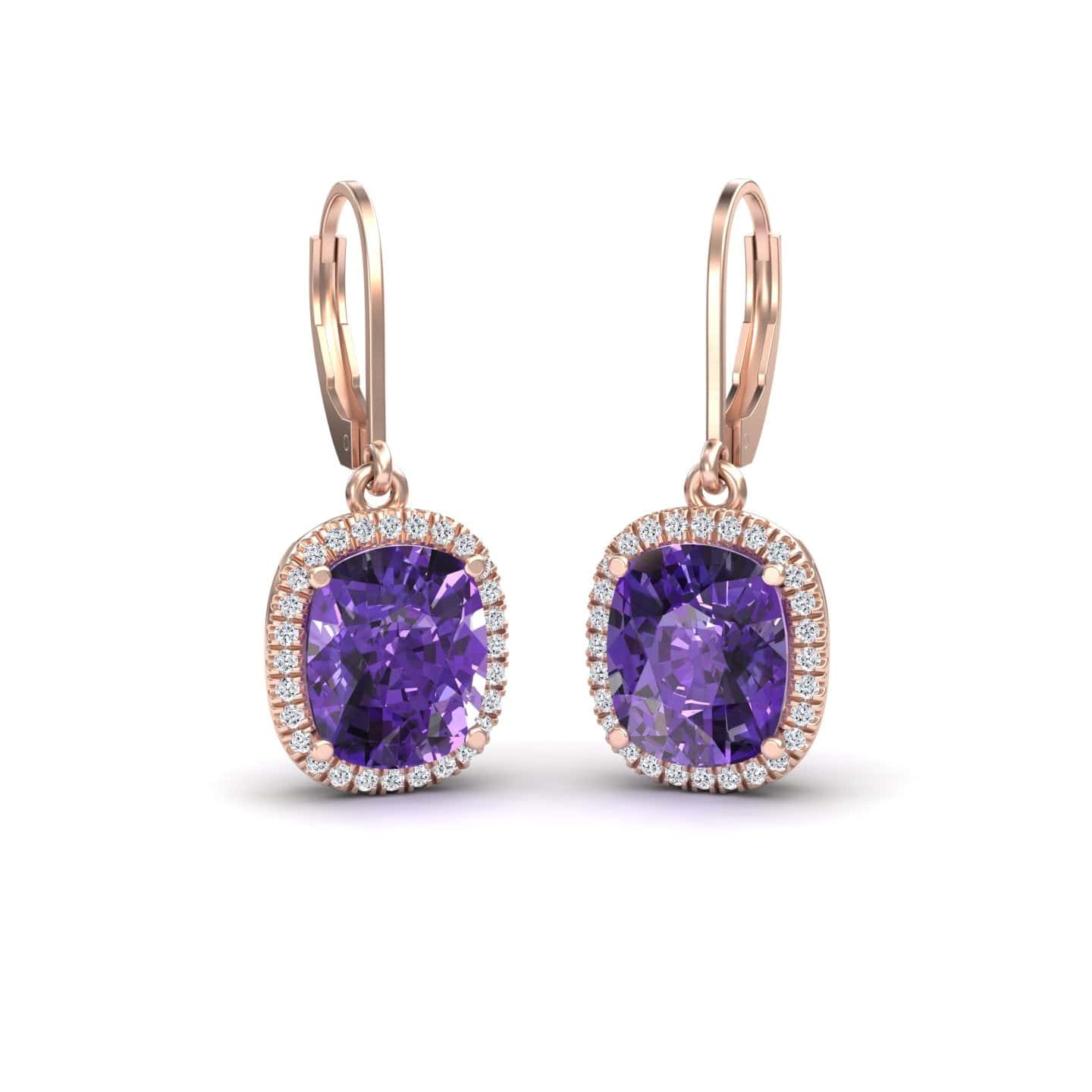 Amethyst & Diamond Dangle Earrings - Shereen