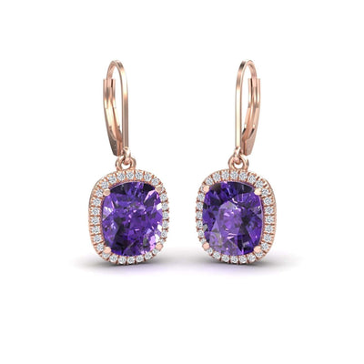 Amethyst & Diamond Dangle Earrings