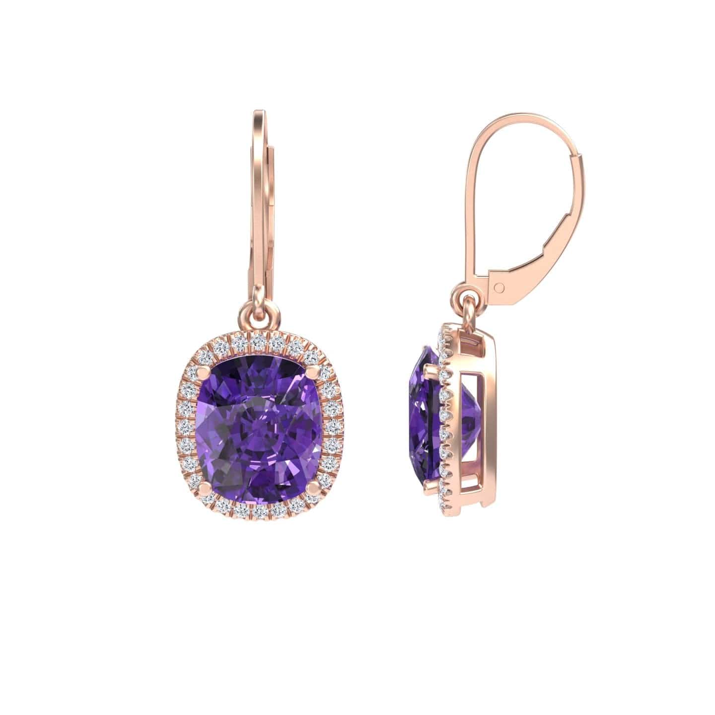 Amethyst & Diamond Dangle Earrings - Shereen