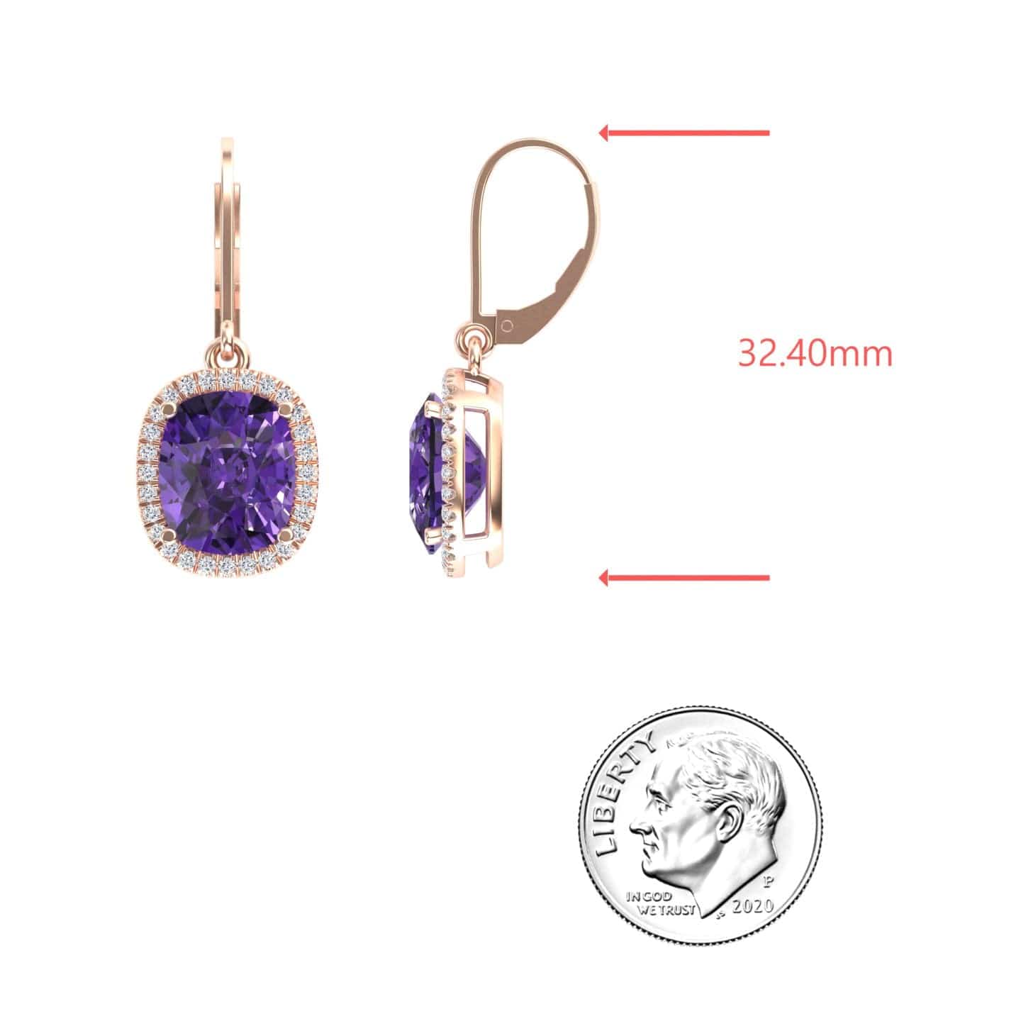 Amethyst & Diamond Dangle Earrings - Shereen