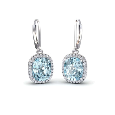 Aquamarine & Diamond Dangle Earrings