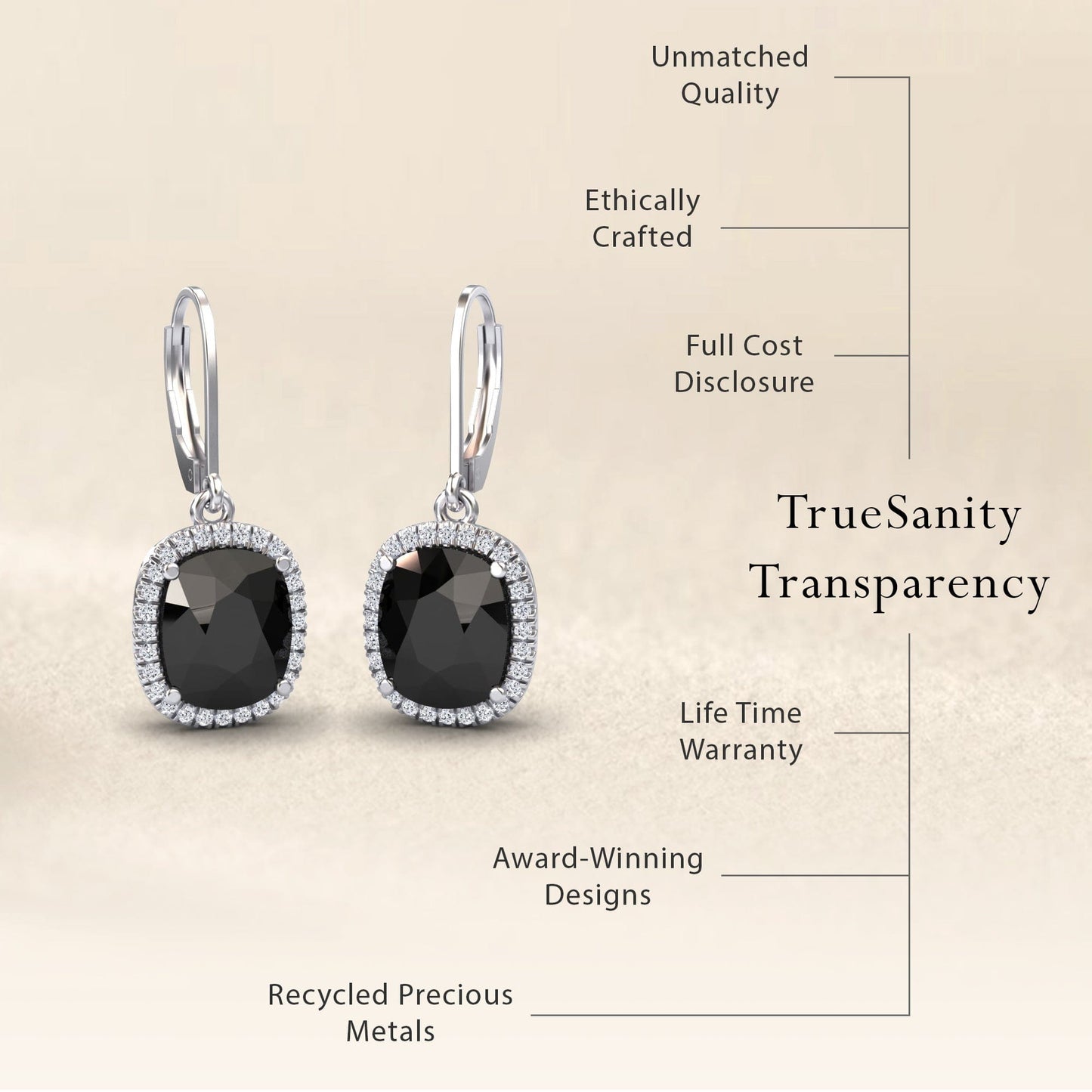 Black Onyx & Diamond Dangle Earrings - Shereen