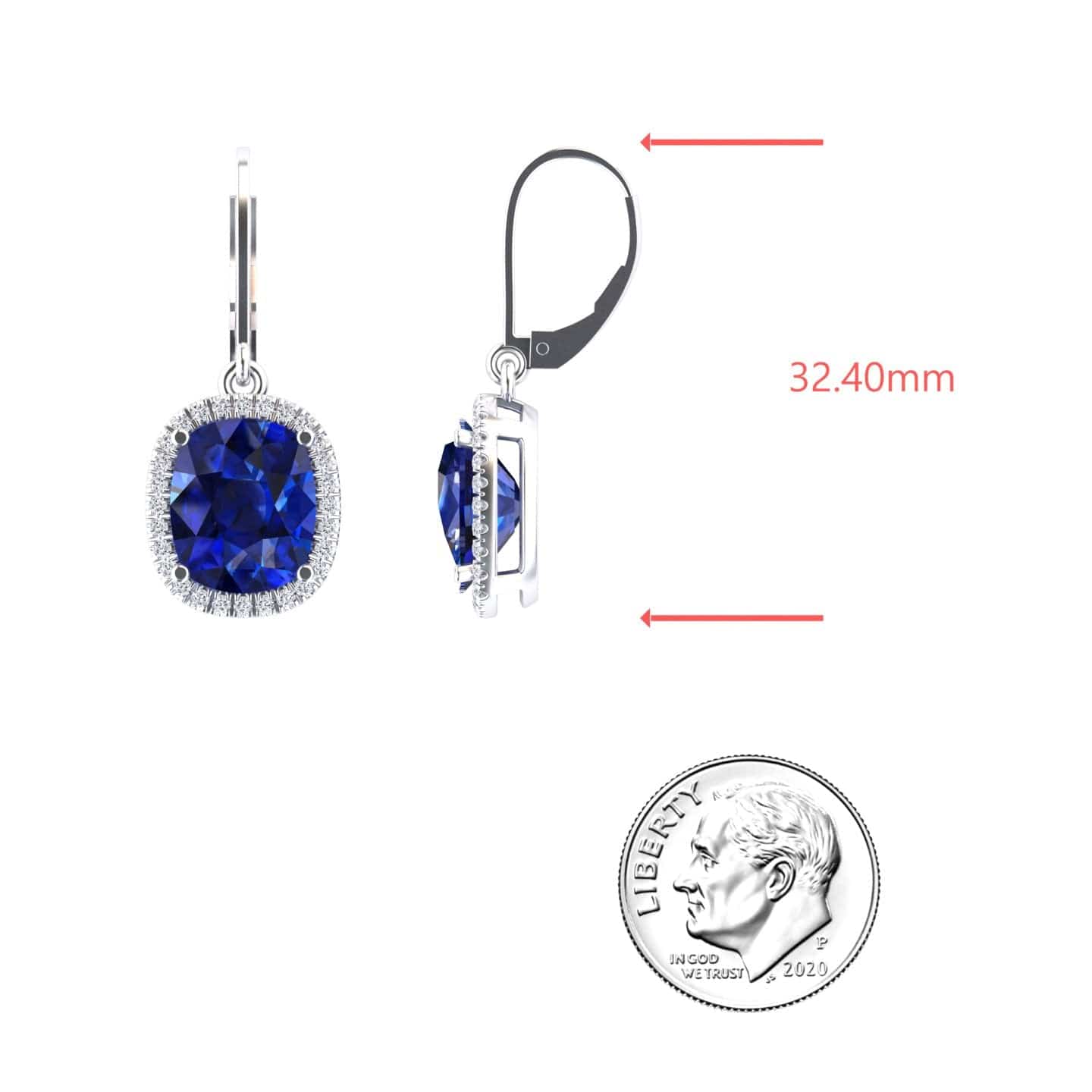 Lab Grown Blue Sapphire & Diamond Dangle Earrings - Shereen
