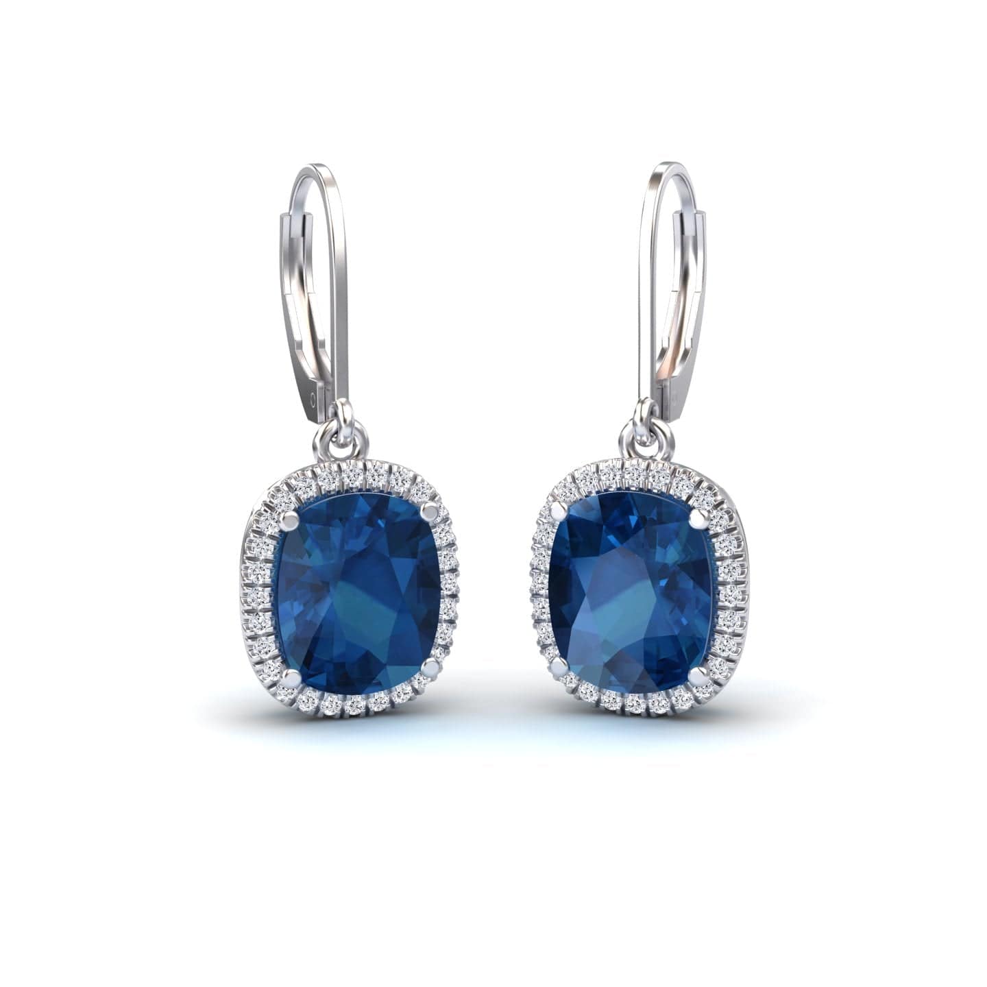 London Blue Topaz & Diamond Dangle Earrings - Shereen