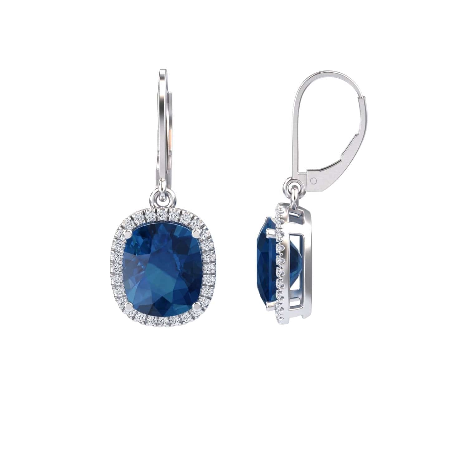London Blue Topaz & Diamond Dangle Earrings - Shereen