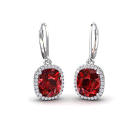 Lab Grown Ruby & Diamond Dangle Earrings - Shereen