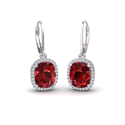 Lab Grown Ruby & Diamond Dangle Earrings