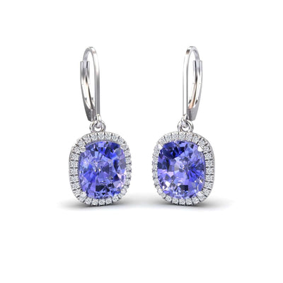 Lab Grown Tanzanite & Diamond Dangle Earrings