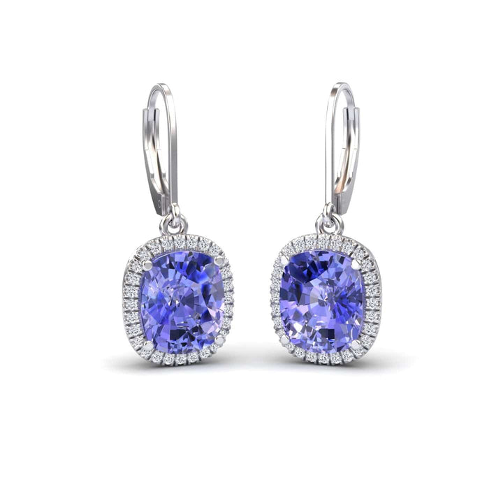 Lab Grown Tanzanite & Diamond Dangle Earrings - Shereen