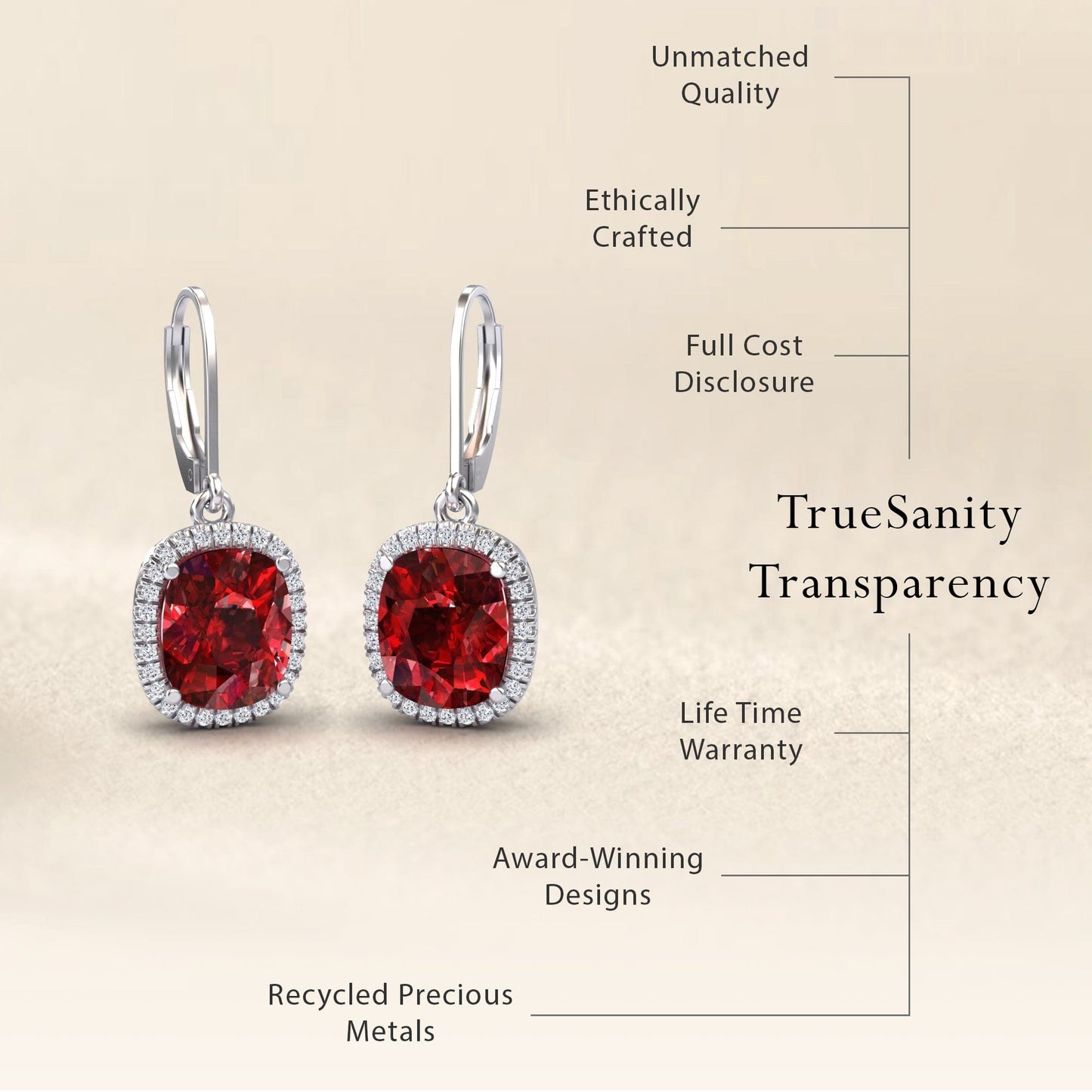 Lab Grown Ruby & Diamond Dangle Earrings - Shereen