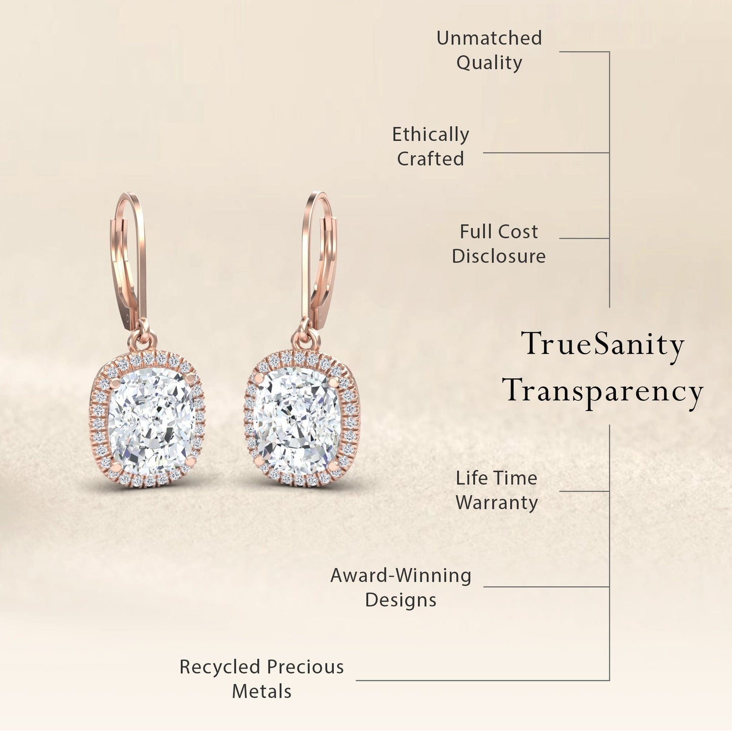 Moissanite & Diamond Dangle Earrings - Shereen