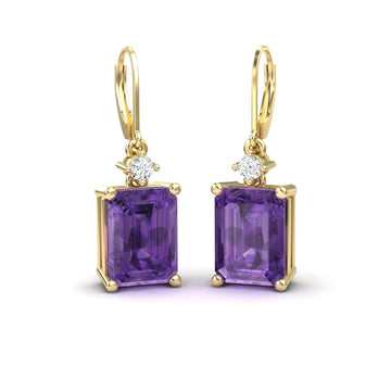 Amethyst & Diamond Drop Earrings - Varsha