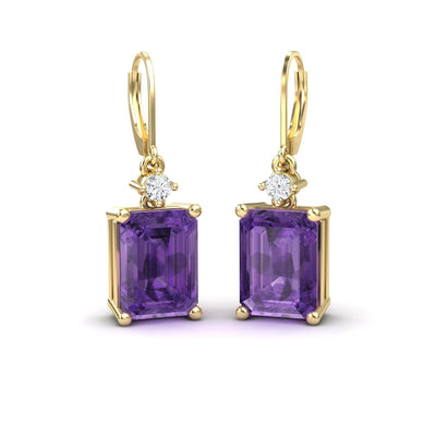 Amethyst & Diamond Drop Earrings