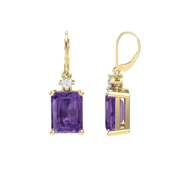 Amethyst & Diamond Drop Earrings - Varsha