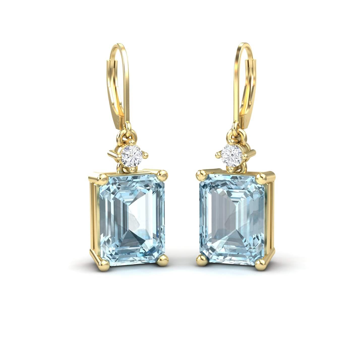 Aquarmarine & Diamond Drop Earrings - Varsha