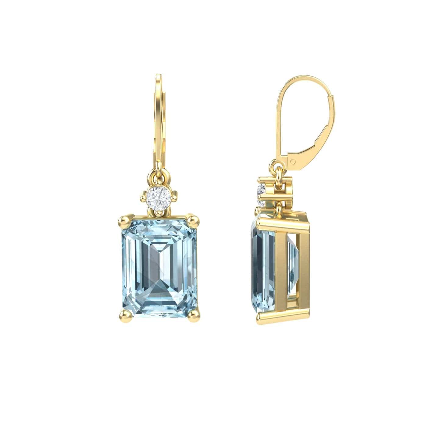 Aquarmarine & Diamond Drop Earrings - Varsha