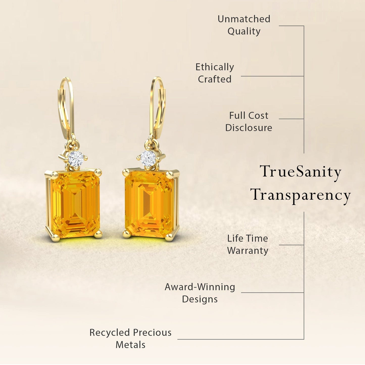 Citrine & Diamond Earrings - Varsha